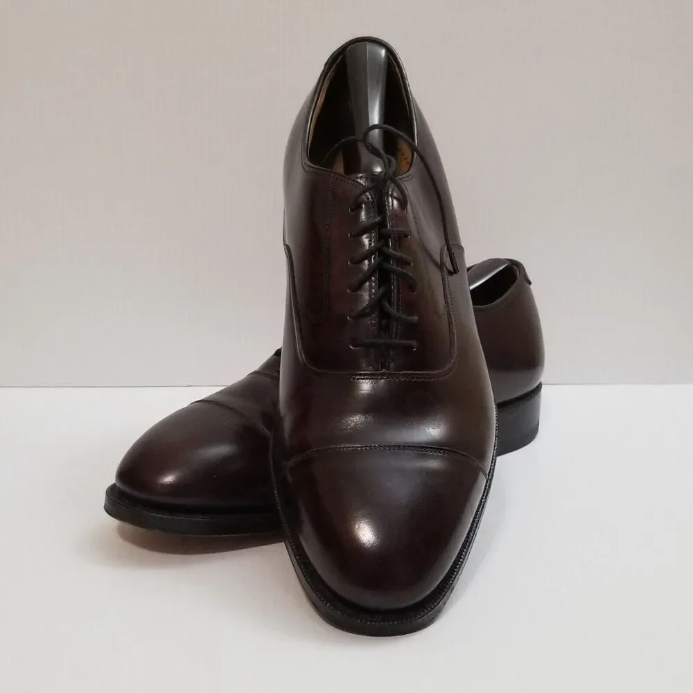 Johnston & Murphy MELTON Burgundy Cap Toe Calfskin Oxford Shoe Size 7.5 USA Made